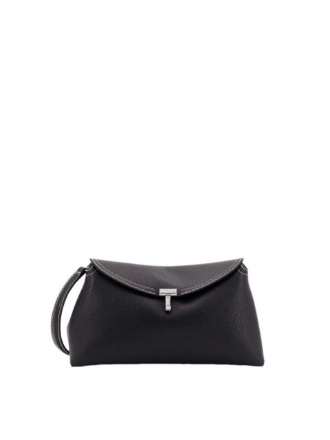 TOTEME TOTEME T-Lock Black/Silver Leather Clutch New