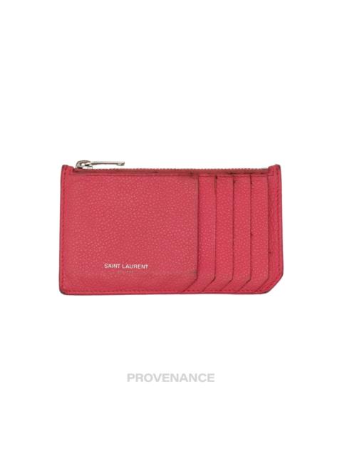 SAINT LAURENT Saint Laurent Paris SLP Fragment Zip Card Wallet - Pink