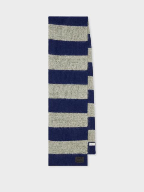 Paul Smith Navy and Grey Chunky Stripe Lambswool-Mohair Blend Scarf