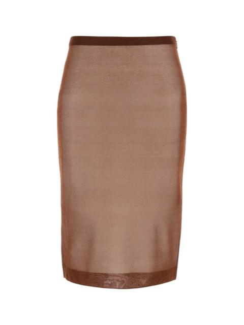 SAINT LAURENT Saint Laurent Women Chocolate Silk Skirt