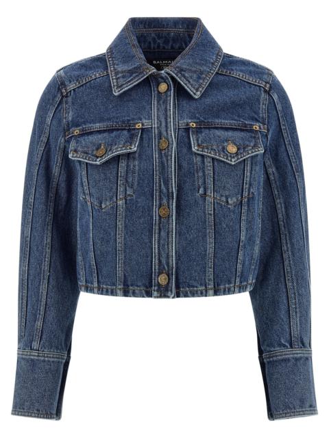 Balmain Denim Jacket Puffer Jackets Blue