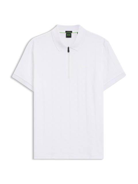 BOSS MERCERISED-COTTON POLO SHIRT WITH JACQUARD PATTERN
