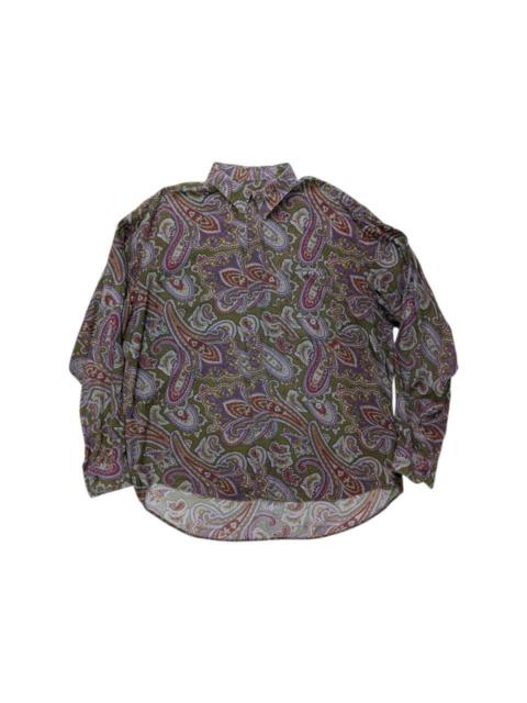 Other Designers Vintage - PREETY GREEN INSPIRED PAISLEY PATTERN BUTTON UP SHIRT