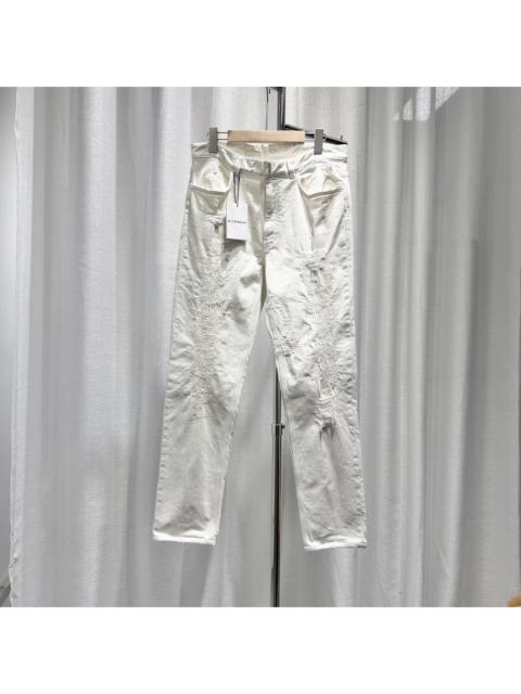 Givenchy Givenchy Denim Distressed Straight-Leg Cotton White Pants