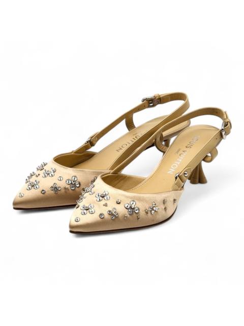 Louis Vuitton Mirage Blossom Slingback Heels Crystals Gold EU 36 US 5.5
