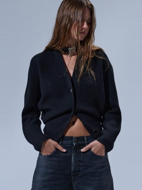 R13 SPLIT HEM RIBBED CARDIGAN