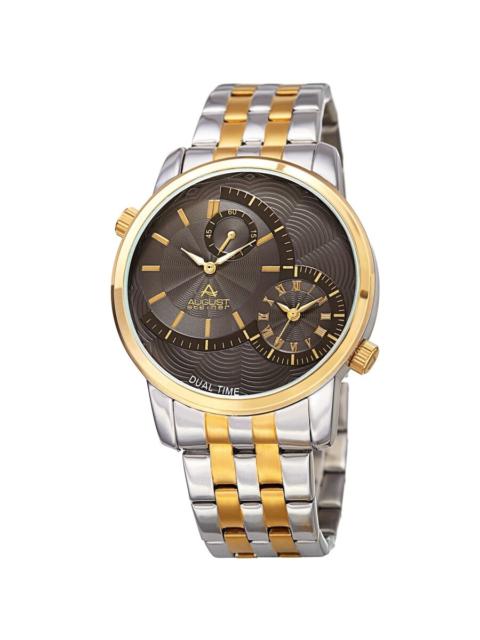 Other Designers August Steiner Quartz Dual Time Grey Dial Two-tone Men's Watch AS8210TTG