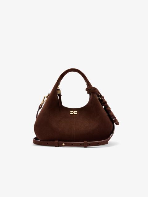 GANNI BROWN SUEDE MINI HOBO BAG