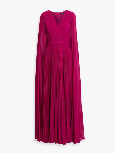 Other Designers Cape-effect pleated chiffon gown