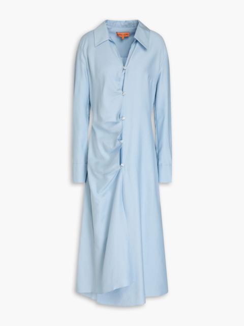 STINE GOYA Spencer asymmetric slub woven midi shirt dress