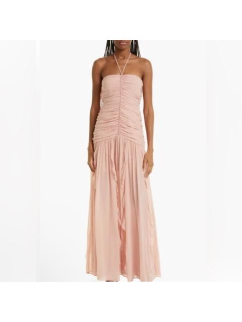 VERONICA BEARD New!‎ Veronica Beard Lucine ruched silk-crepon halterneck maxi dress Sz 6 $958