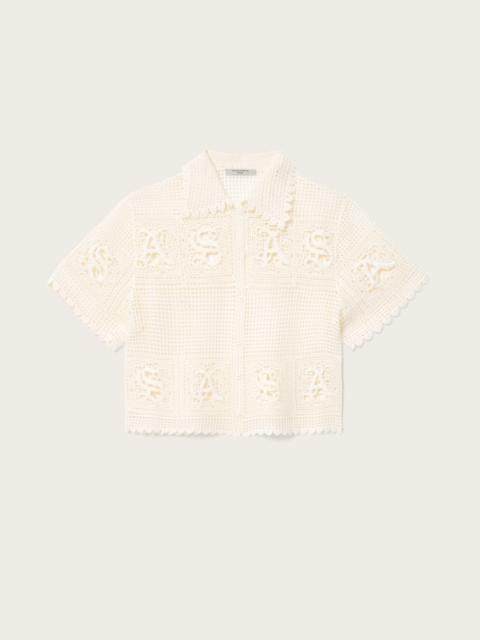 ALLSAINTS KYRA CROCHET CROPPED POLO