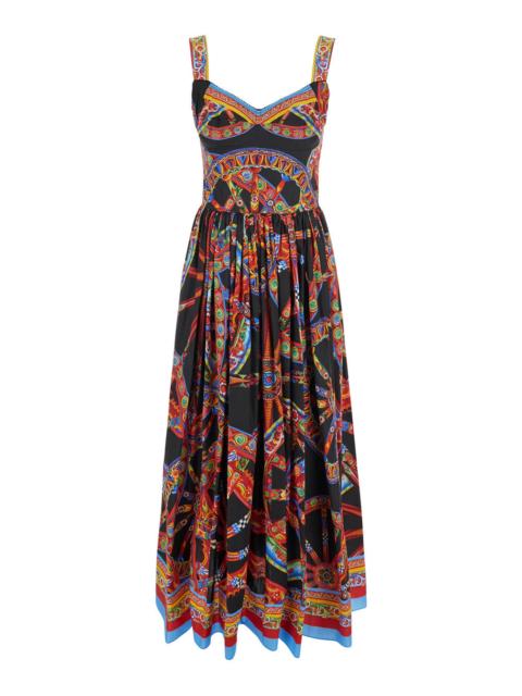 Dolce & Gabbana Dolce & Gabbana Women Multicolor Long Dress With Integrated Cup Bodice And All-Over Majolica Print I