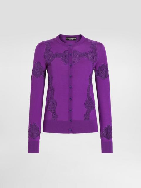 Wool cardigan with lace