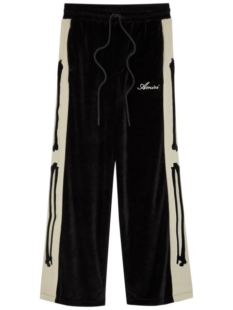 AMIRI Amiri Amiri Bones Appliquéd Velour Track Pants