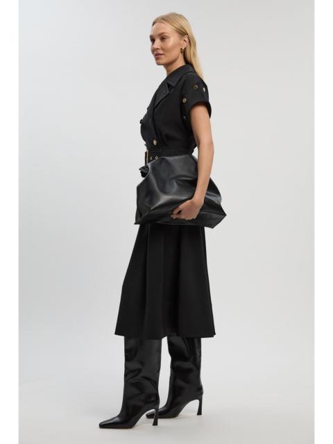 KAREN MILLEN Polished Tailored Button Detail Pleated Midi Dress