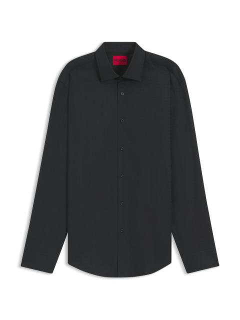 HUGO SLIM-FIT SHIRT IN COTTON WITH LOGO JACQUARD