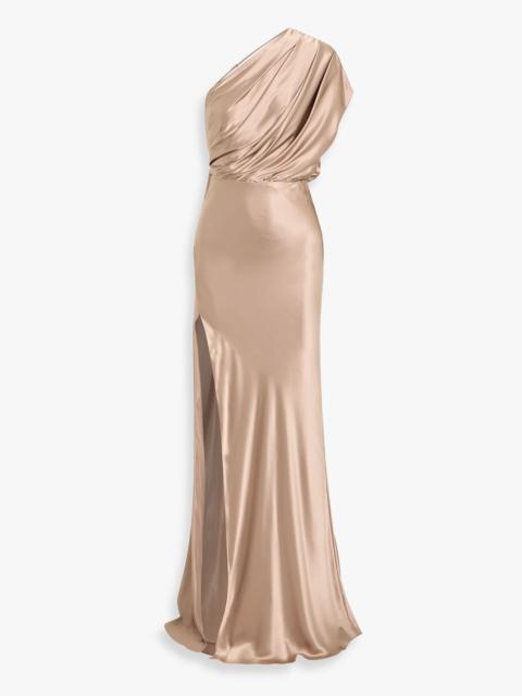 Other Designers One-shoulder open-back silk-satin gown