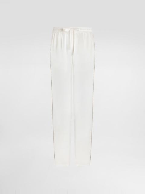Dolce & Gabbana Silk pajama pants with logo embroidery
