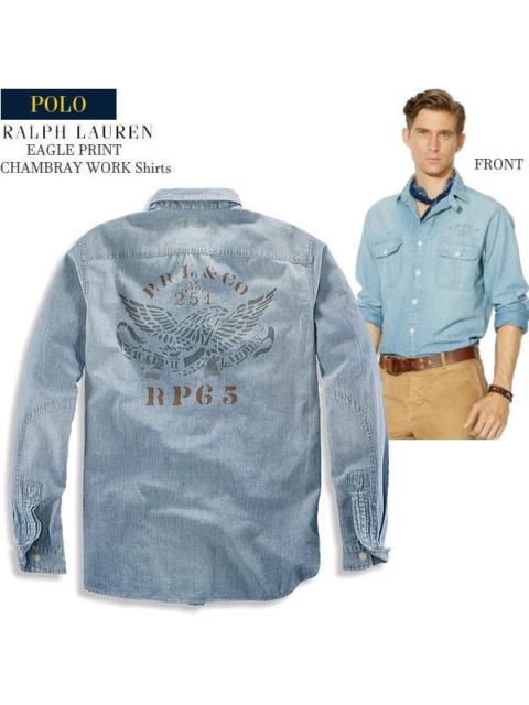 Other Designers Polo Ralph Lauren Eagle Print Chambray Denim Work Shirt Jkt