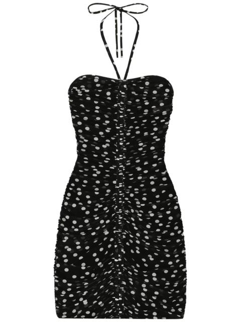 Dolce & Gabbana polka-dot draped tulle dress