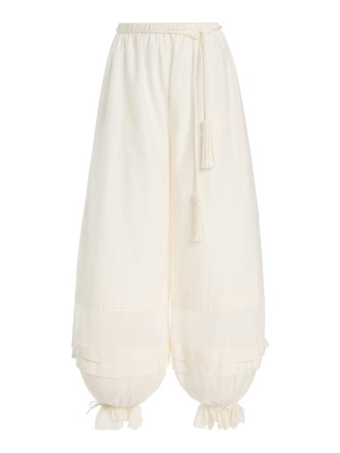 POSSE Exclusive Pearl Cotton-Silk Pants ivory