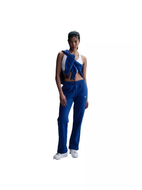 Nike Women's Sportswear Phoenix Fleece Mid-Rise Open-Hem Pants - Blue