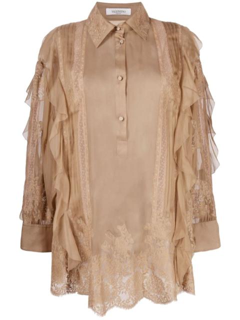 Valentino ruffle-trim silk blouse