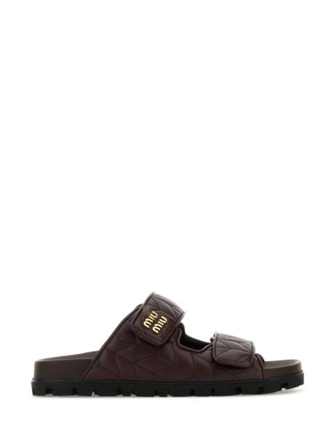 Miu Miu Women Chocolate Nappa Leather Slippers
