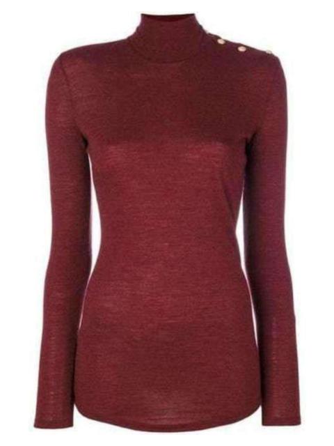 Burgundy Wool Knit Turtleneck Sweater