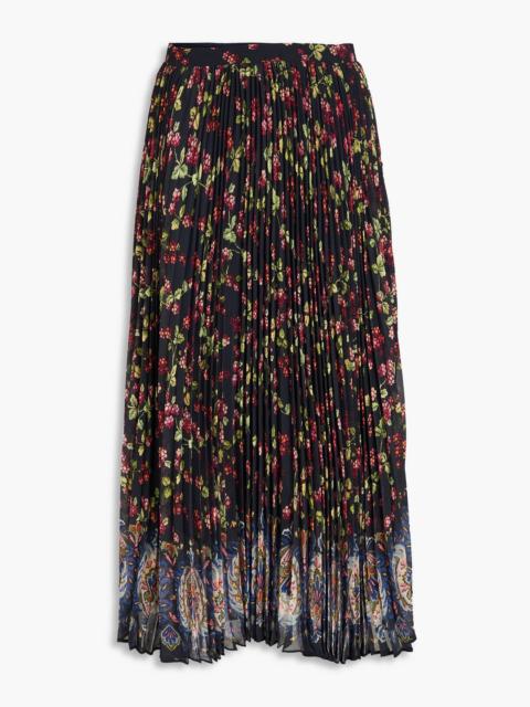 Etro Floral-print plissé-georgette midi skirt