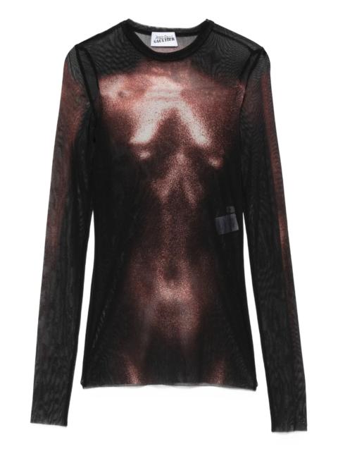 Jean Paul Gaultier mesh body-print top