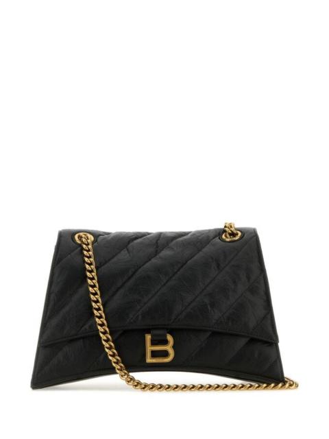 Balenciaga Women Black Leather Medium Crush Shoulder Bag