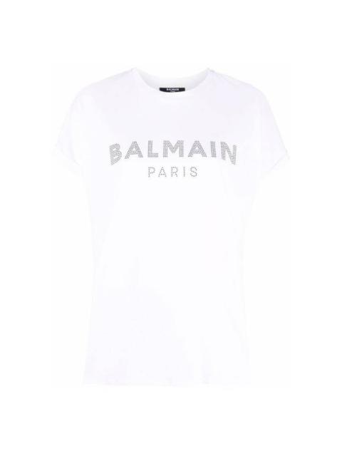 Balmain Balmain Strass Logo Cotton T-Shirt