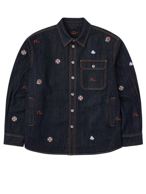 EVISU Allover Embroidery Regular Fit Denim Shirt Jacket