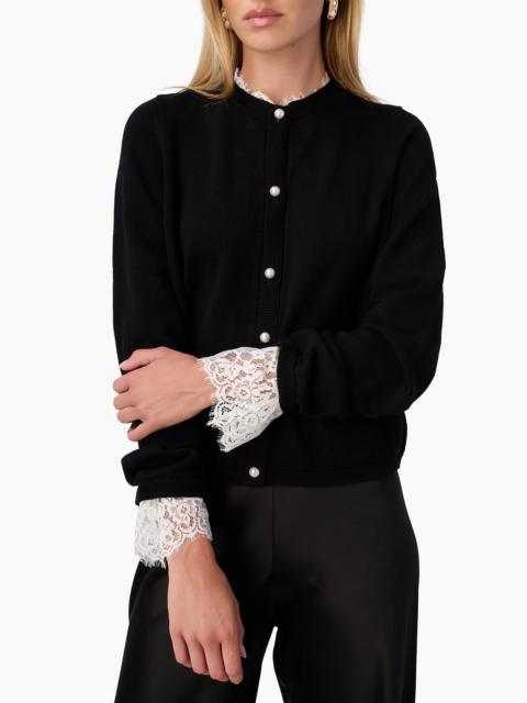 CAMI NYC CAMI NYC Eliana Lace Trim Cardigan in Black/White at Nordstrom