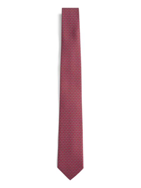 FERRAGAMO Ferragamo Men Red Ferragamo Monogram Print Silk Tie