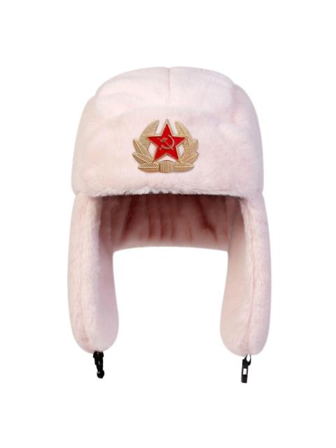 Other Designers Five-pointed Star Sovjet Militaire Badge Pilot Hat Black Ushanka Winter Earflap Warm Ski Bomber Hat