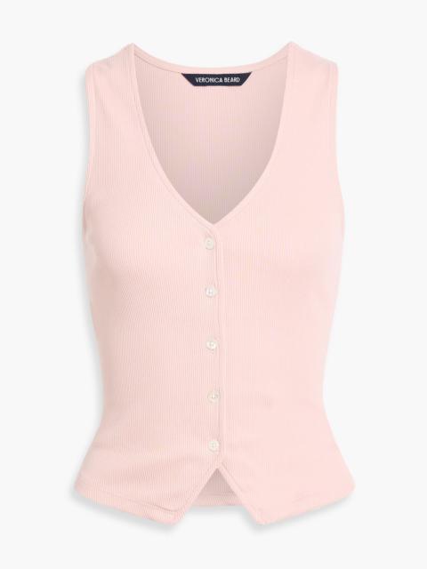 VERONICA BEARD Hoorne ribbed Pima cotton-blend top