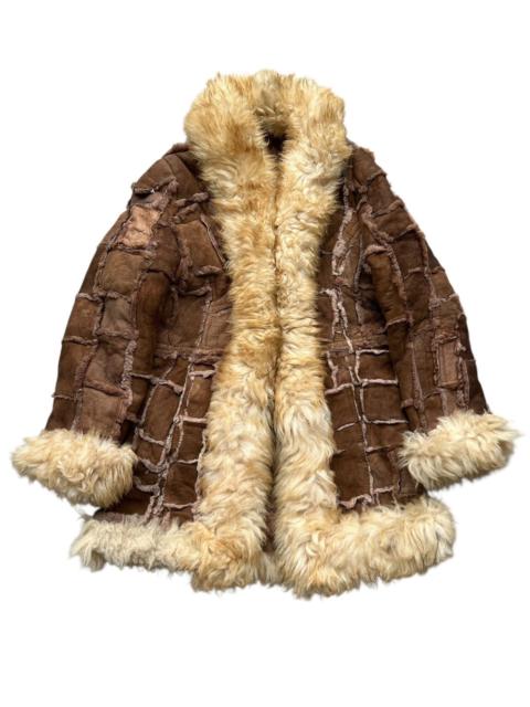 Other Designers Vintage 80s Alpine Sheep Skin Patchwork Fur Leather Jacket