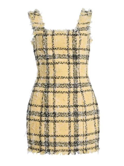 Balmain Glitter Tweed Short Dress yellow