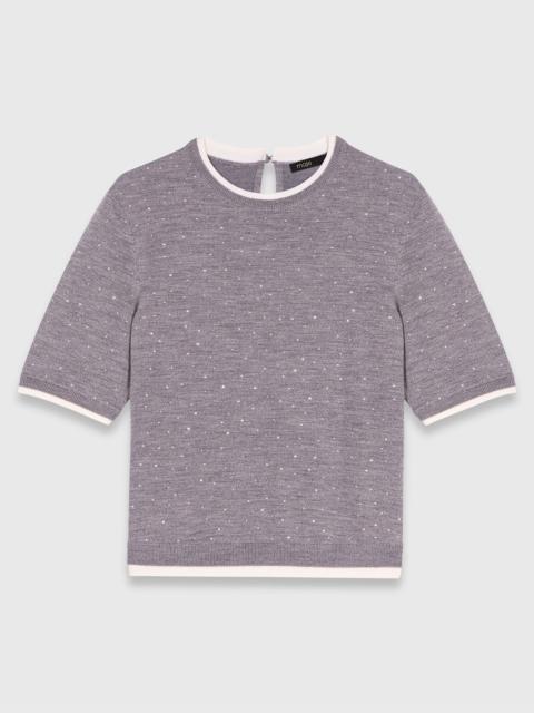 maje Rhinestone short-sleeve sweater