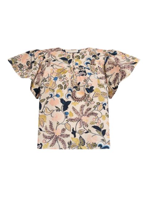 ULLA JOHNSON Perline Flutter Sleeve Blouse