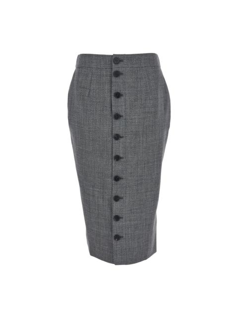 Alexander McQueen Grey Skirt With Button Closure In Wool Woman