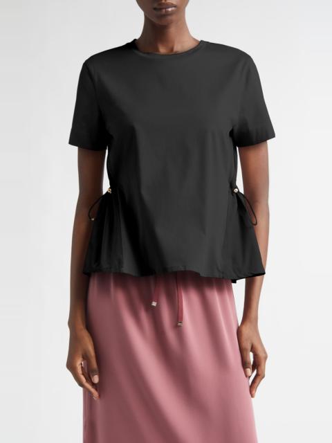 Herno Herno Drawcord Detail Taffeta Panel Cotton T-Shirt in Black at Nordstrom