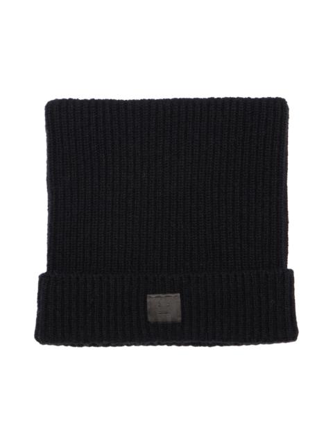 Acne Studios Acne Studios Kua Face Patch Rib Wool & Yak Hair Beanie in Black at Nordstrom