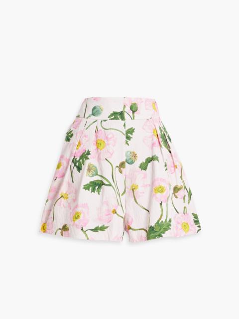 Oscar de la Renta Floral-print cotton-blend cloqué shorts