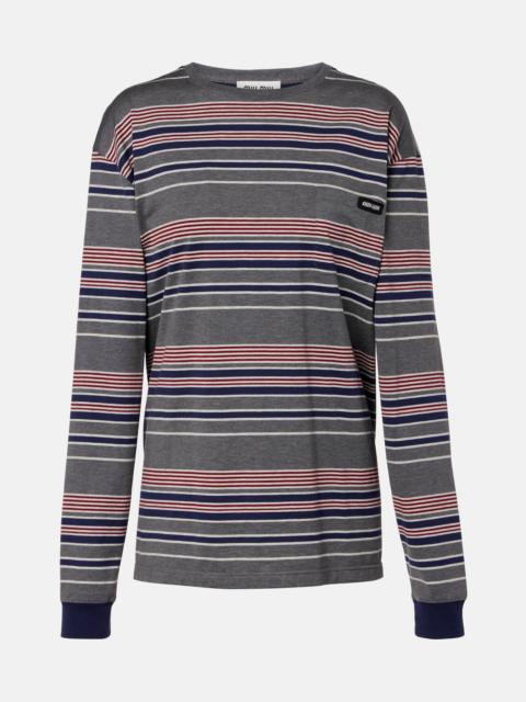 Miu Miu Striped oversized cotton jersey T-shirt