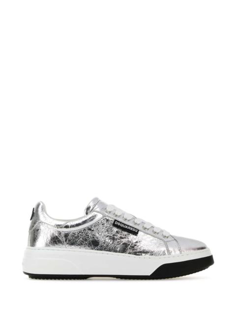 Dsquared Women Silver Leather Bumper Sneakers