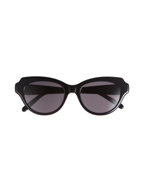 Loewe Loewe Slim 53mm Round Sunglasses in Shiny Black /Smoke at Nordstrom